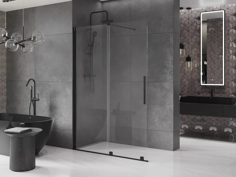Mexen Velar ścianka prysznicowa rozsuwana Walk-in 150 x 200 cm, transparent 8 mm, czarna - 871-150-000-03-70