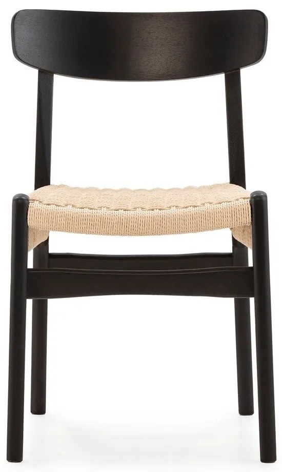 Czarne krzesła zestaw 2 szt. z litego drewna kauczukowego Biel – MOME