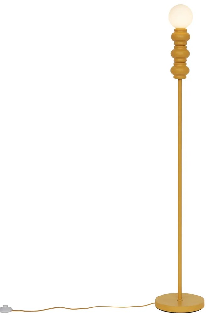 Candeeiro de Pé Retro Mostarda Amarelo com Vidro Fosco - Fedde