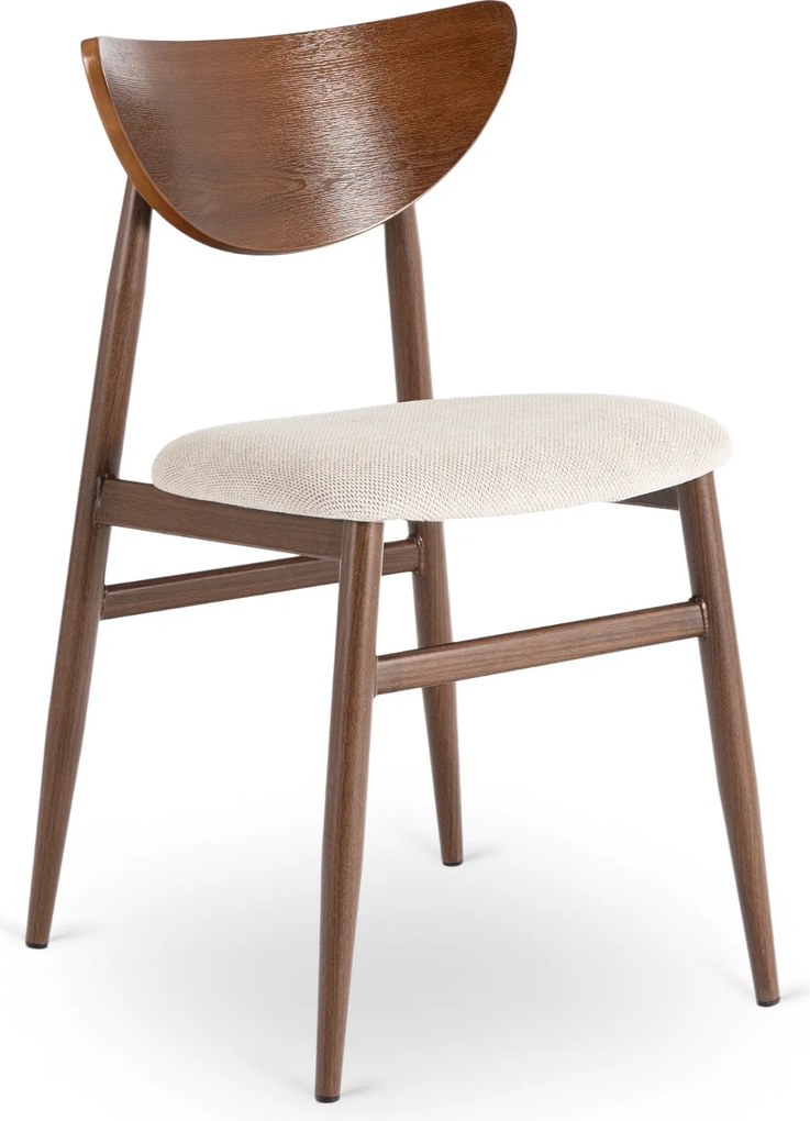 Krzesło Tapicerowane z Drewna Giętego BRAGA Orzech/Krem Retro