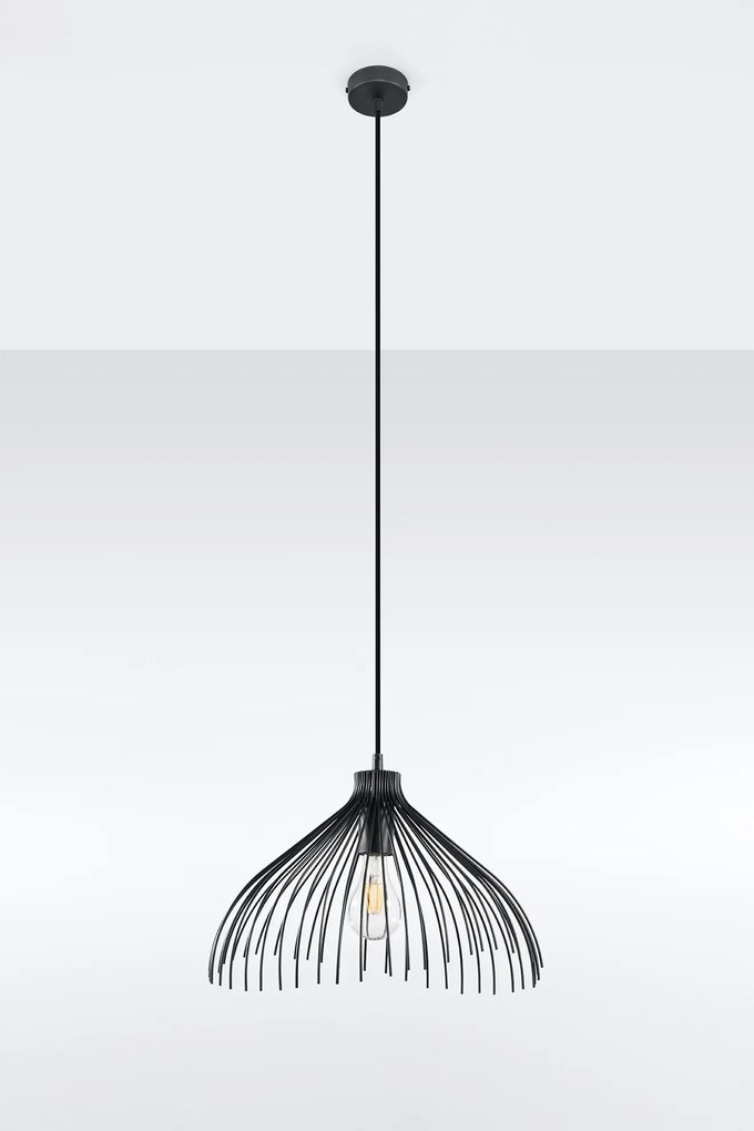 Czarna lampa wisząca z drucianym kloszem - EX583 N4-Z01
