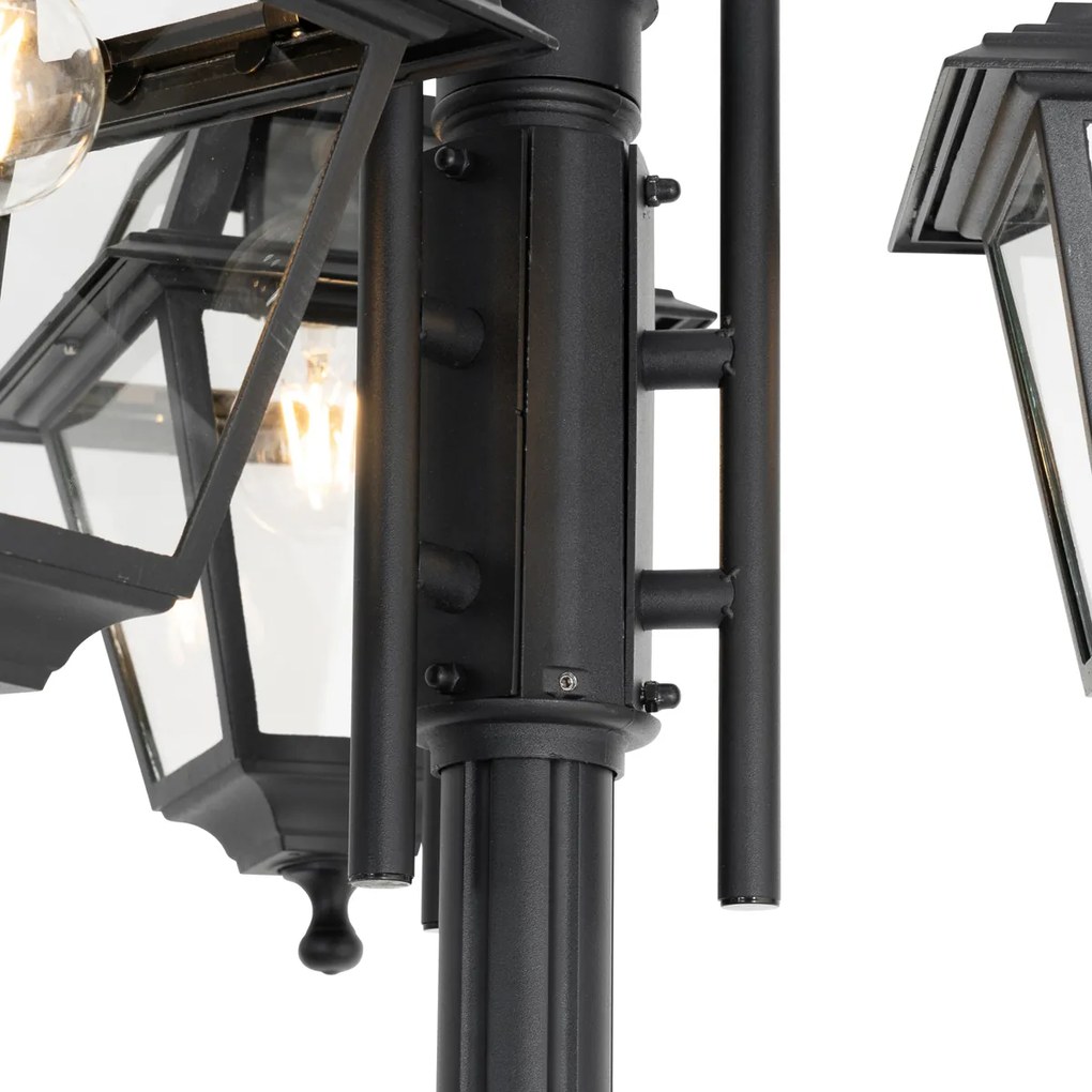 Klasyczna lampa zewnętrzna czarna 235 cm 3-światła IP44 - Berta