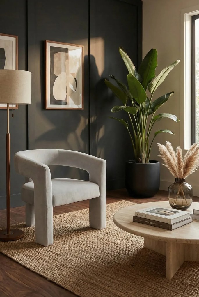 Szary fotel welurowy w stylu nowoczesnym P2-N86