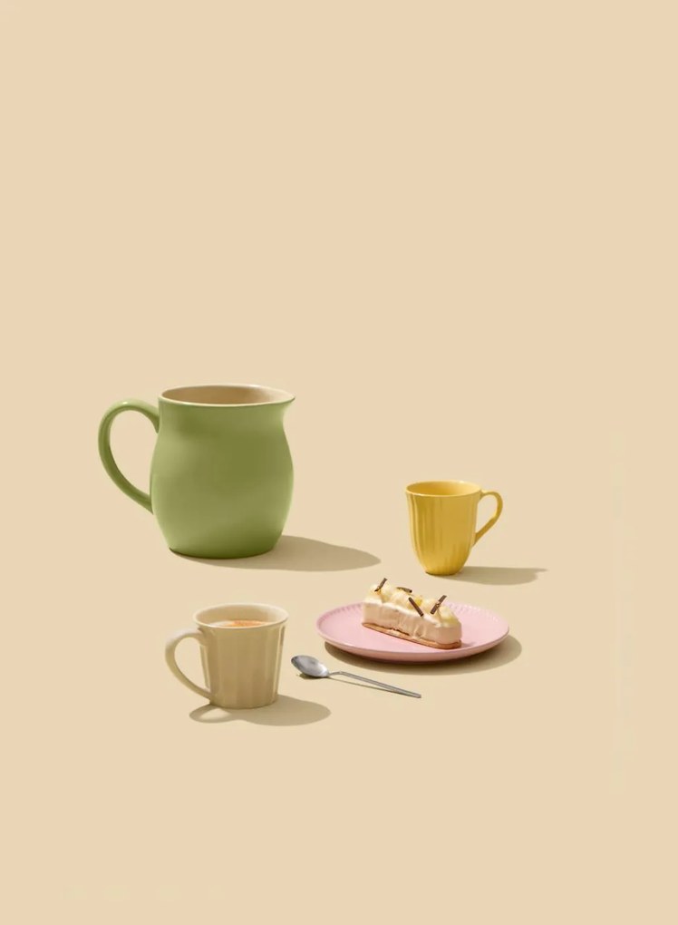 Żółty ceramiczny kubek z rowkami MYNTE LEMONADE