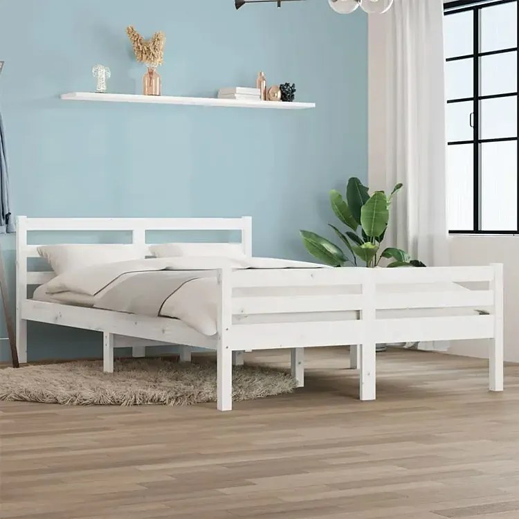Podwójne białe drewniane łóżko 140x200 Z4-G72