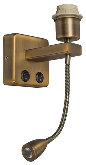 Lampa ścienna brązowa w tym LED z ramieniem do czytania - Brescia Combi
