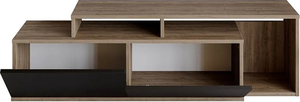 Stojak pod telewizor – 149,8 x 42,9 x 35,3 cm – Orzech i czerń – 100% płyta wiórowa pokryta melaminą