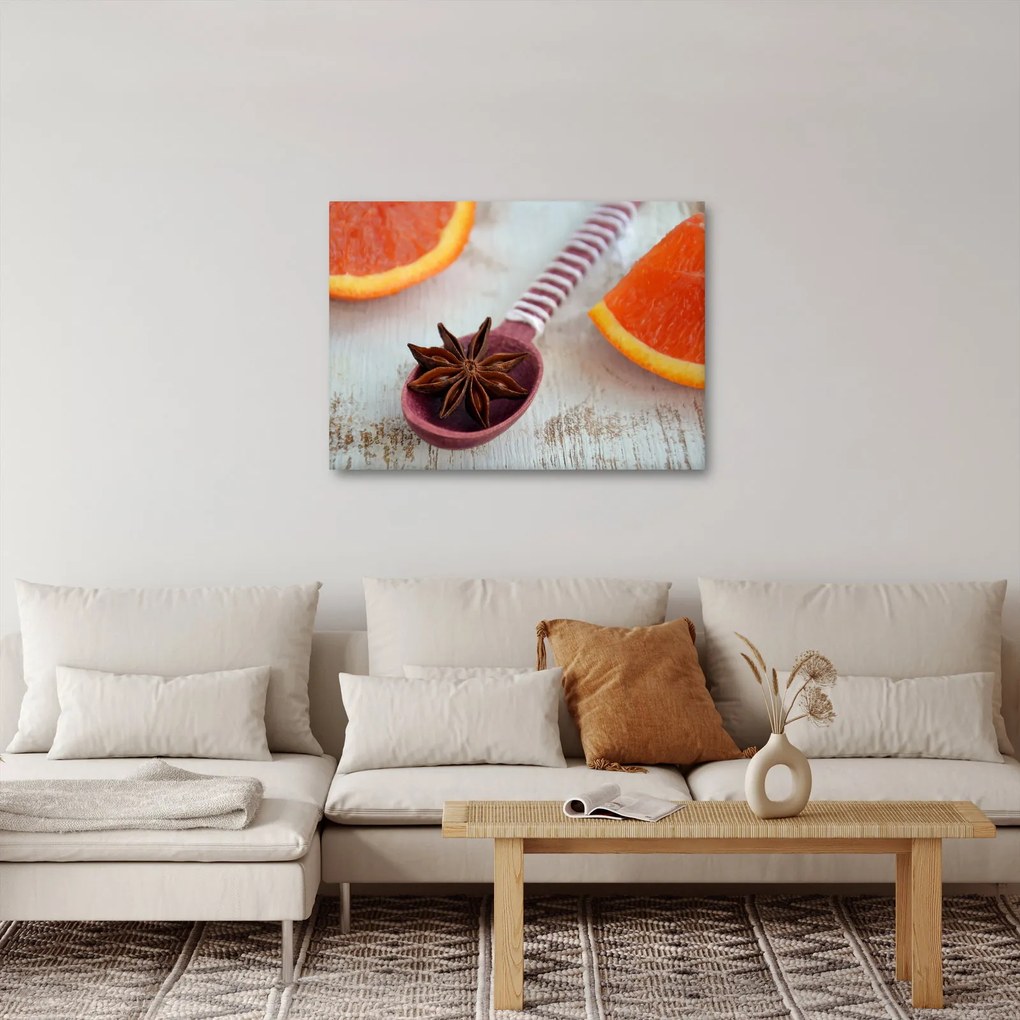 Obraz cynamonu na łyżce (70x50 cm)