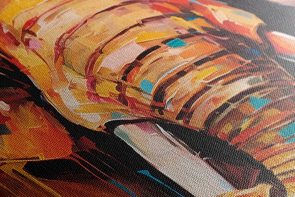 Obraz stylowy słoń z imitacją obrazu