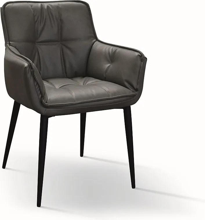 Zestaw 4 krzeseł ze sztucznej skóry w kolorze antracytowym - KENSINGTON