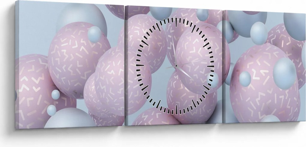 Malarstwo abstrakcyjne - Pastelowe kule (z zegarem) (90x30 cm)