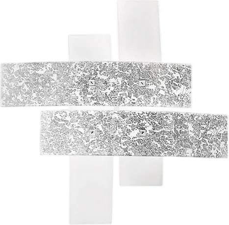 Lampa sufitowa Lara Small z białego szkła i srebrnych detali, 50x50 cm, 2xE27 max 52 W, IP20, nowoczesny styl