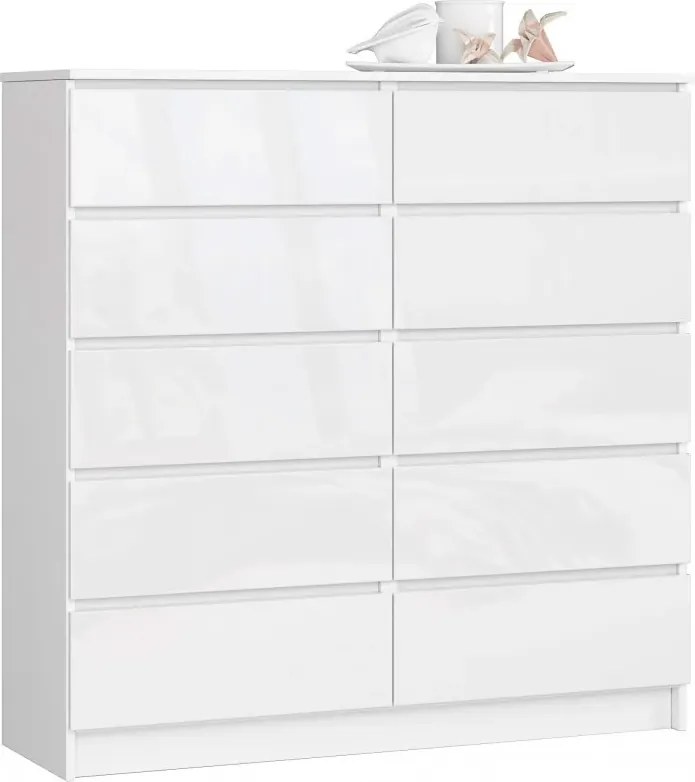 Biała komoda w połysku z szufladami S5-F77