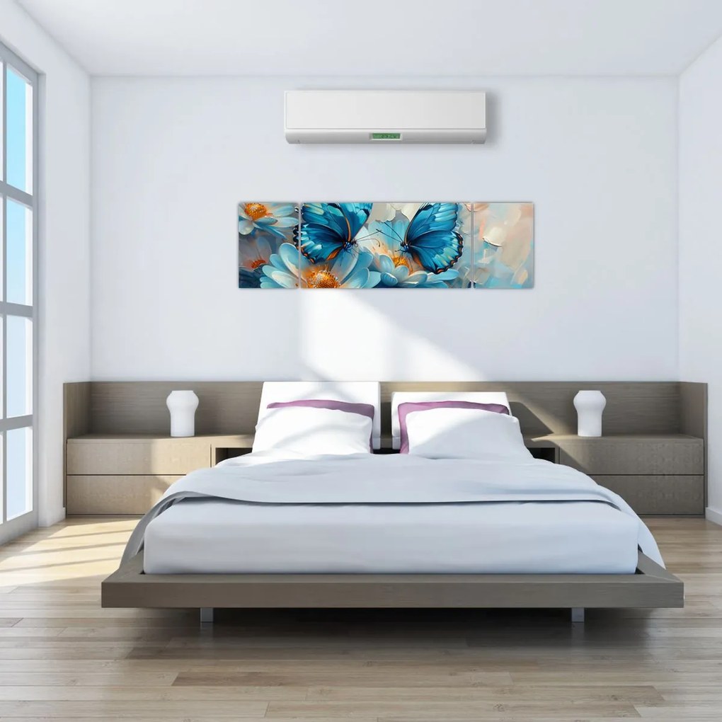 Obraz - Niebieskie motyle (170x50 cm)