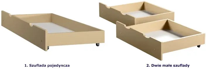 Drewniane łóżko dziecięce z 2 szufladami, wanilia 160x80 cm M2-F32
