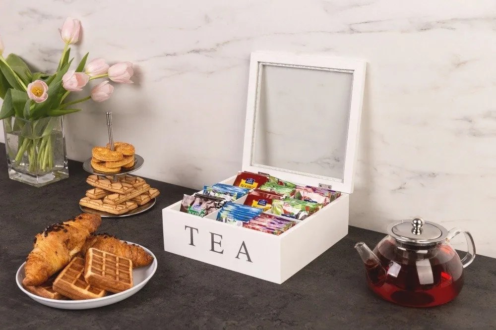 Drewniana herbaciarka TEA, 9 przegródek