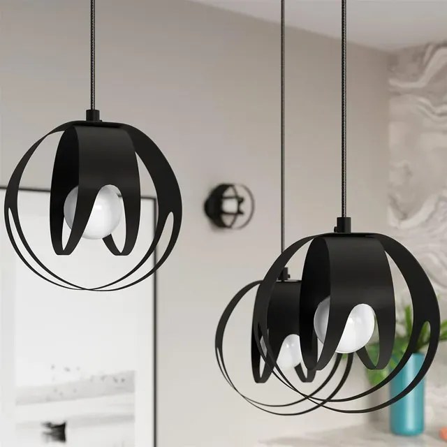Czarna stalowa lampa wisząca nad stół w stylu loft - 7X A190 G3-C45