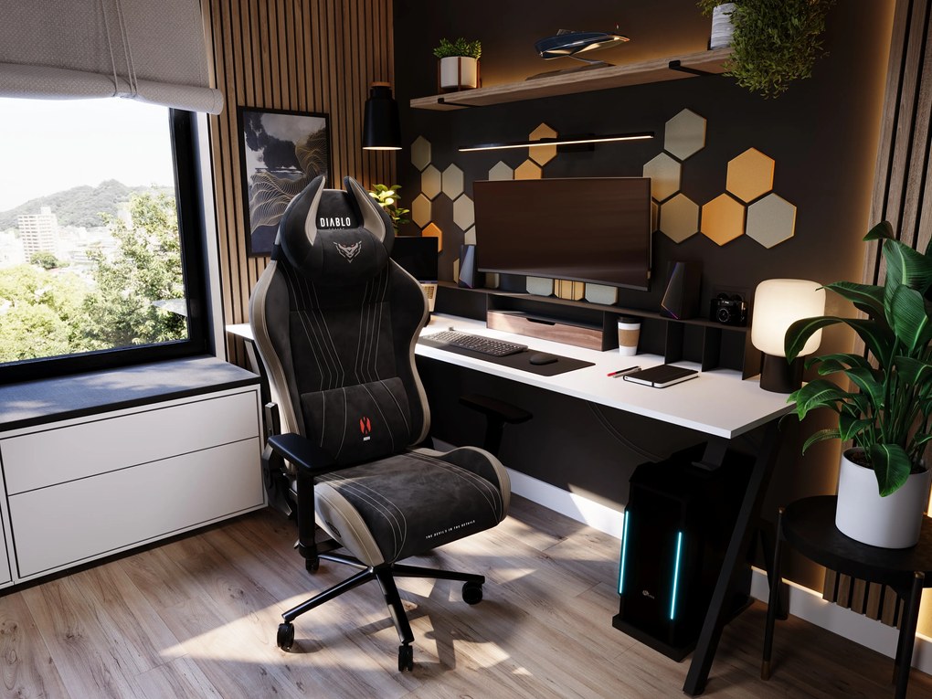 Fotel gamingowy materiałowy Diablo X-Horn 2.0, Normal Size, Camel Black