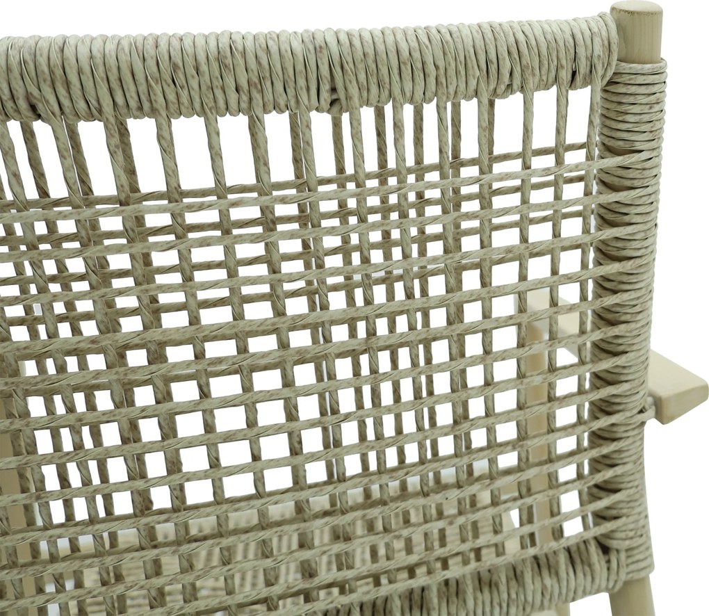 Krzesło Ogrodowe Jasne 56x62x85 cm Plecione Naturalne Sznurki Nowoczesne