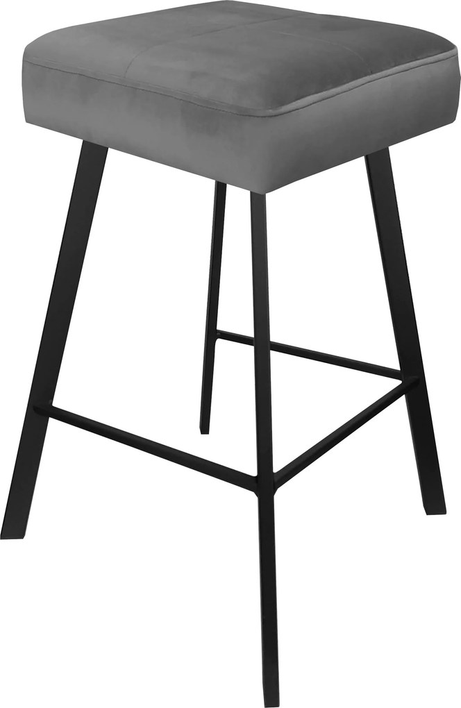 Hoker MAX krzesło barowe tkanina Welur podstawa metalowa : Kolor nogi - Czarna profil, Kolor tkaniny - VELVET - BL14, Typ siedziska - Siedzisko stałe