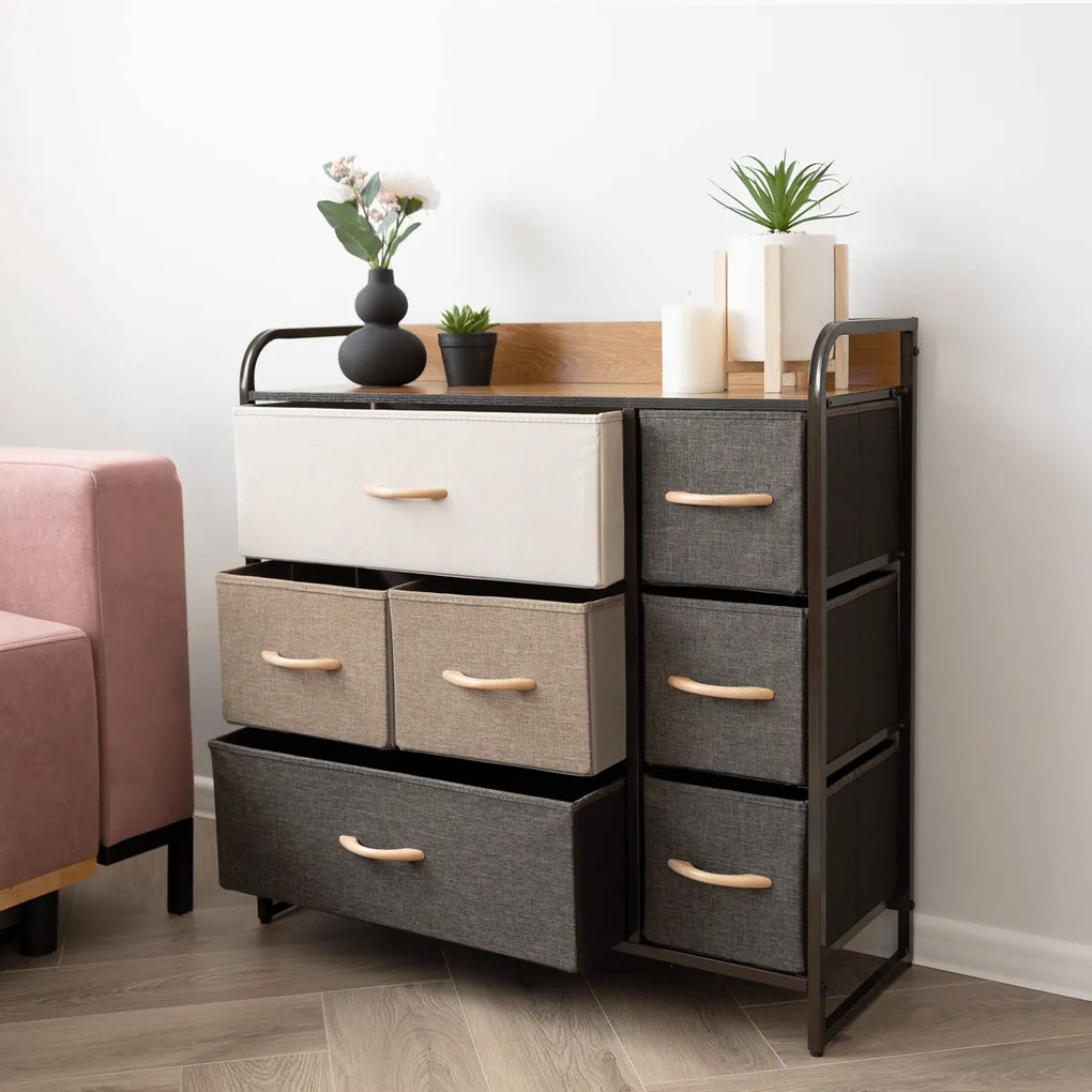 Komoda z szufladami z tkaniny HAZEL TYP 3, brązowy, XL