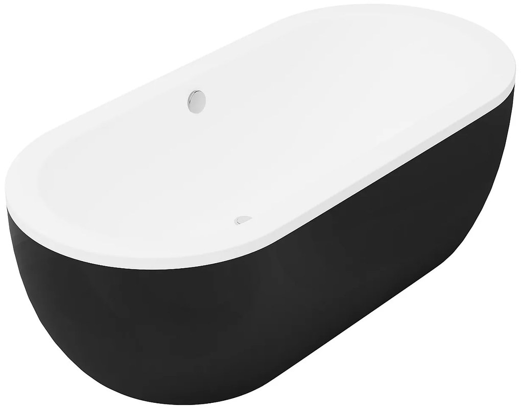 Wanna wolnostojąca owalna - 200 L - 170 x 80 x 58 cm - czarna - akrylowa - NEPTUNA