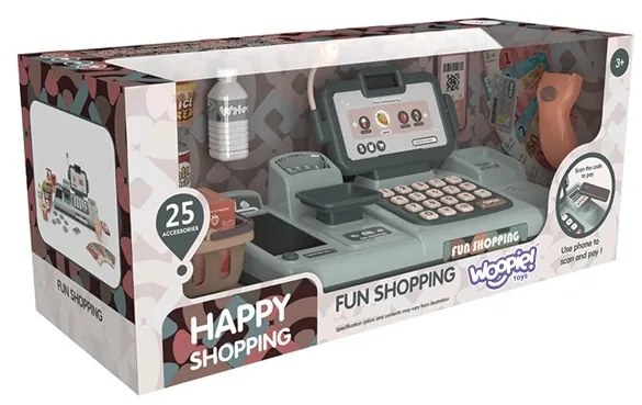 Woopie kasa sklepowa dla dzieci skaner waga mikrofon + 25 akcesoriów