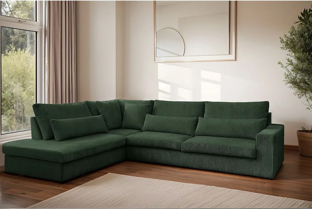 Narożnik w kształcie L SVEN, tkanina Poso, Zielony, Lewy