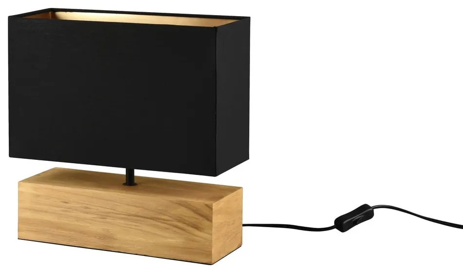 Czarno-naturalna lampa stołowa z tekstylnym kloszem (wysokość 30 cm) Woody – Reality