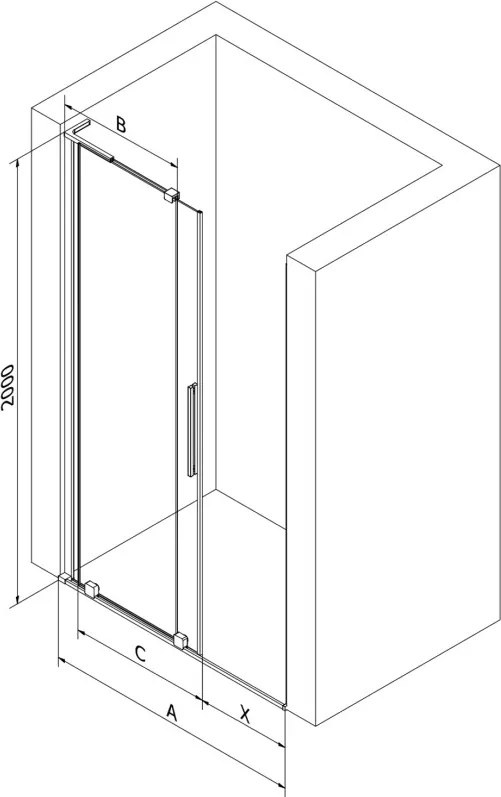 Mexen Velar L drzwi prysznicowe rozsuwane 120 cm, transparent, czarne - 871-120-003-01-70