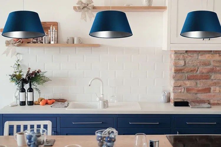 Granatowa nowoczesna lampa wisząca dzwon - S407 R9-W56