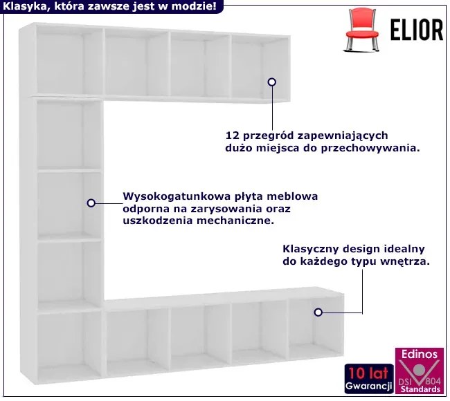 Wiszący Regał Biały Z 12 Otwartymi Przegrodami Basani 14X