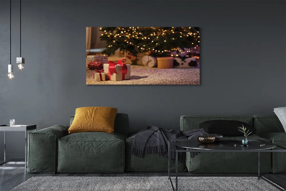 Obraz drukowany na płótnie Prezenty i Choinka
