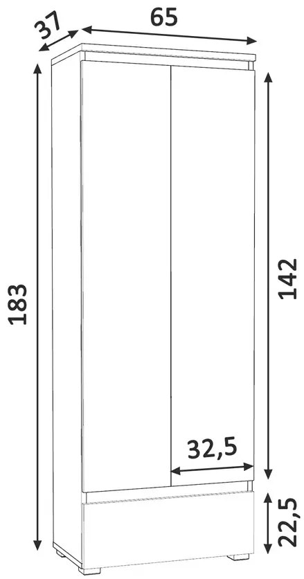 Regał z szufladą i zamykanymi 4 półkami dąb sonoma C1-R03