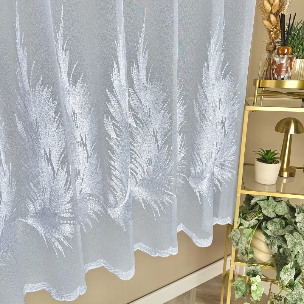 Firana haftowana Anna opalizująca nić Pióra Markizeta - wys. 180 cm