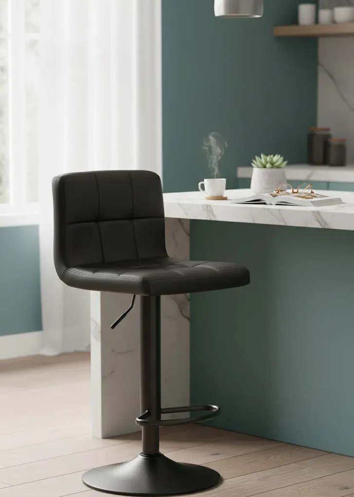 Czarny hoker barowy z siedziskiem z ekoskóry Z8-M82