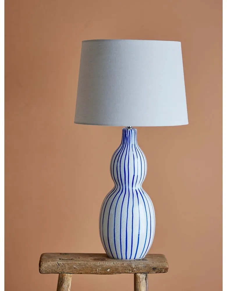 Niebiesko-kremowa lampa stołowa z tekstylnym kloszem (wysokość 68,5 cm) Gavisa – Bloomingville