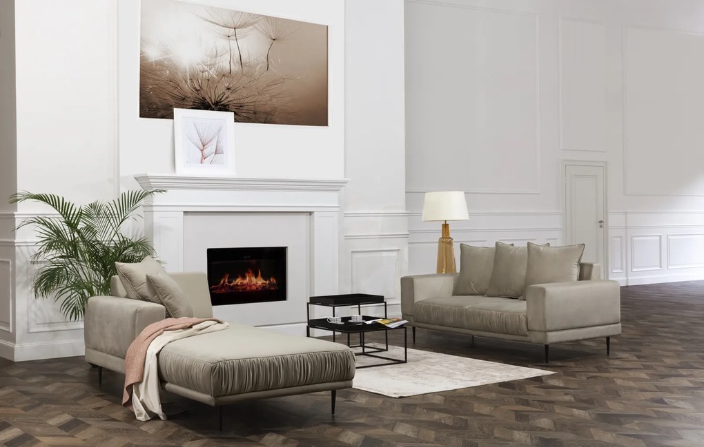 Tapicerowana sofa do salonu na wysokich nóżkach Velutto 2 os.
