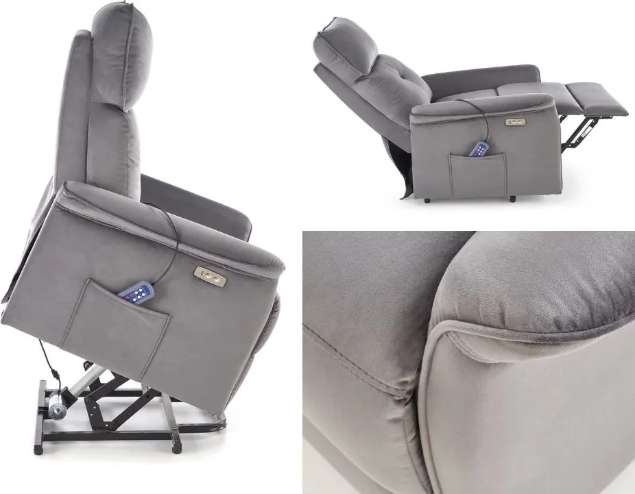 Fotel rozkładany elektrycznie z funkcją wspomagania wstawania Semir 2 Halmar