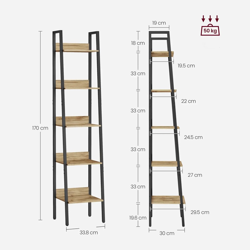 Wąski industrialny regał metalowy dąb artisan - Marinex