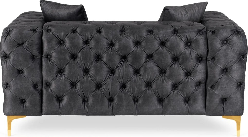 Sofa SORRENTO 2S Dwuosobowa Czarna Welurowa Nowoczesna Glamour