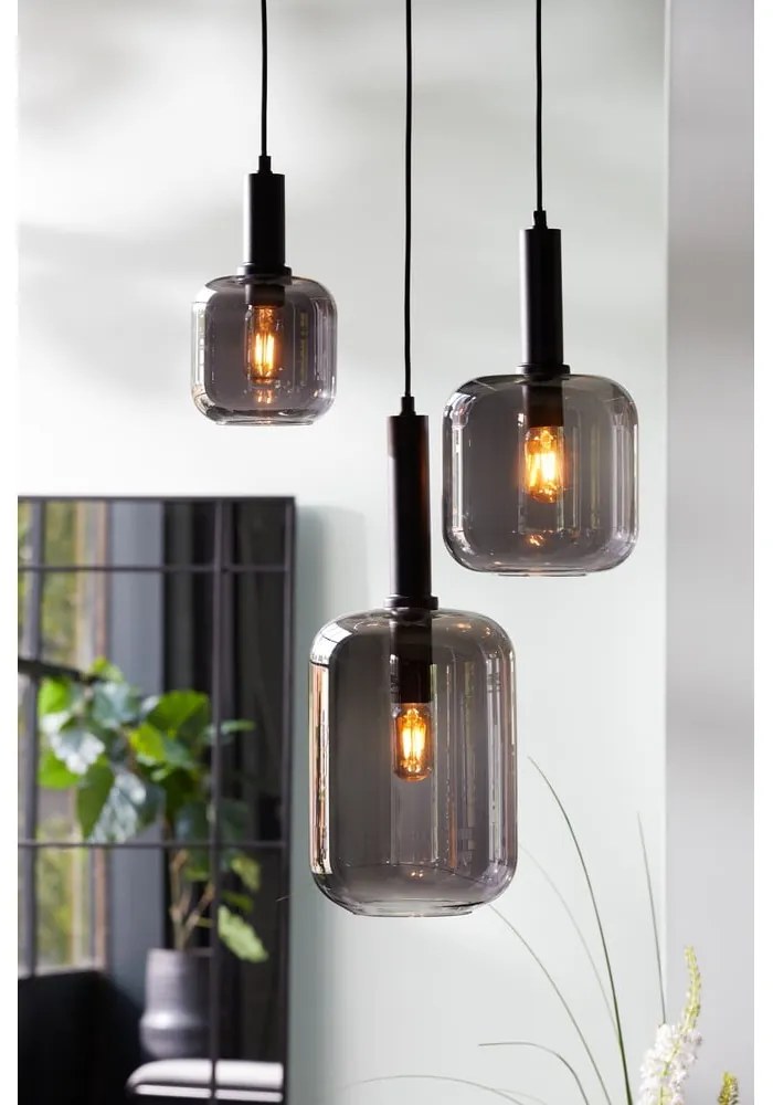 Szara lampa sufitowa z szklanym kloszem ø 21 cm Lekar – Light & Living
