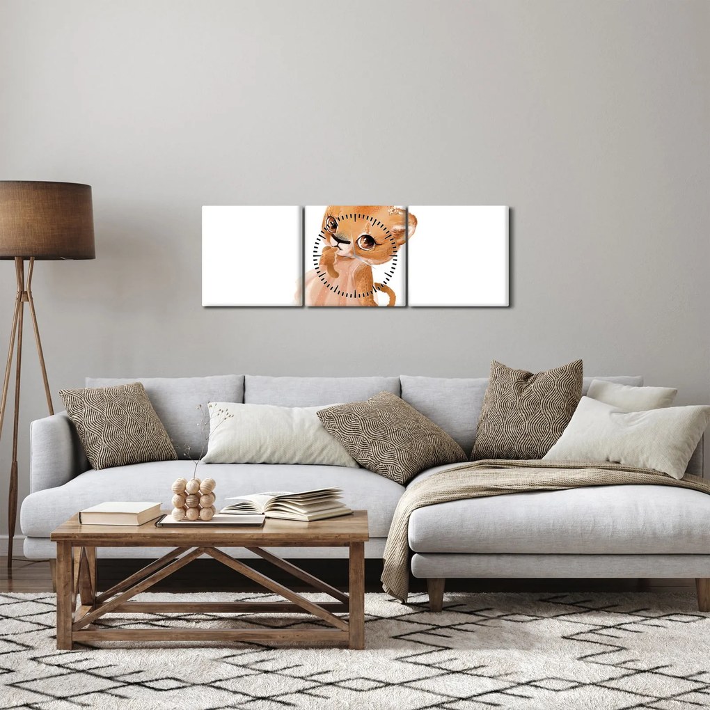 Obraz - Zwierzątko akwarelowe N⁰6 (z zegarem) (90x30 cm)