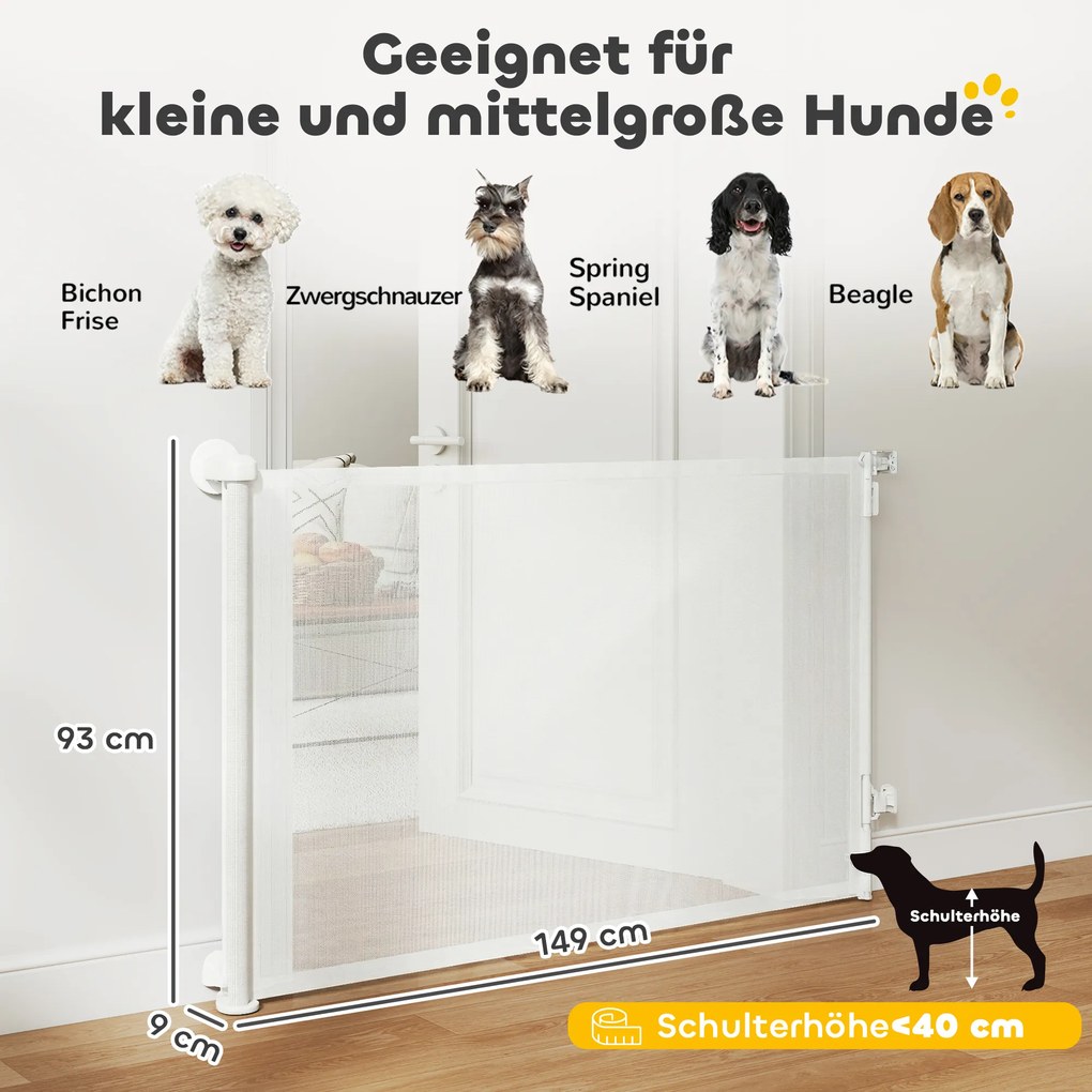 PawHut Rozsuwane ogrodzenie dla schodów i drzwi 0-140 cm z obsługą jedną ręką, dla dzieci i zwierząt, białe | Aosom PL