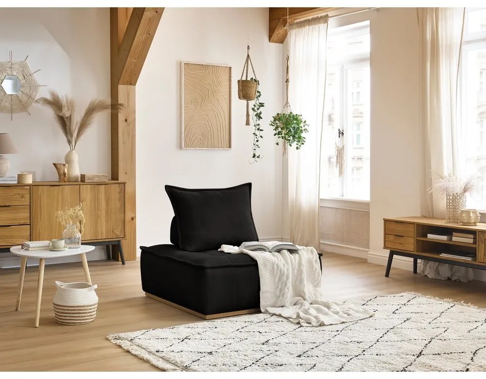 Czarny fotel z tkaniny szenilowej Elisa – Bobochic Paris