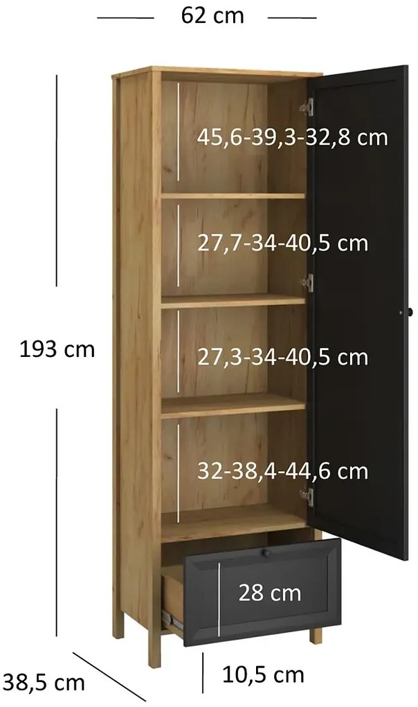 Nowoczesny regał słupek zamykany - Luxtes 6X