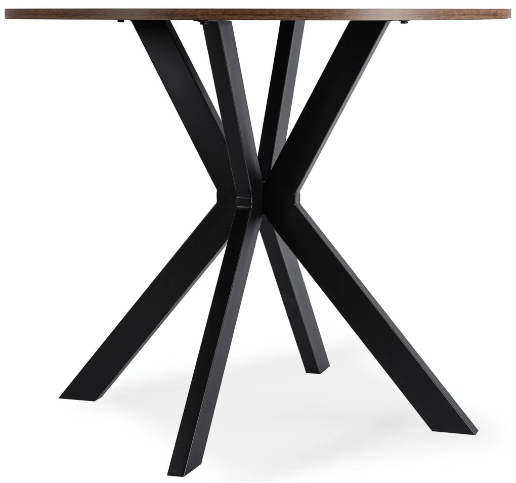 Stół Okrągły LAUREN 90 cm Dąb Rustykalny/Czarny Loft Nowoczesny