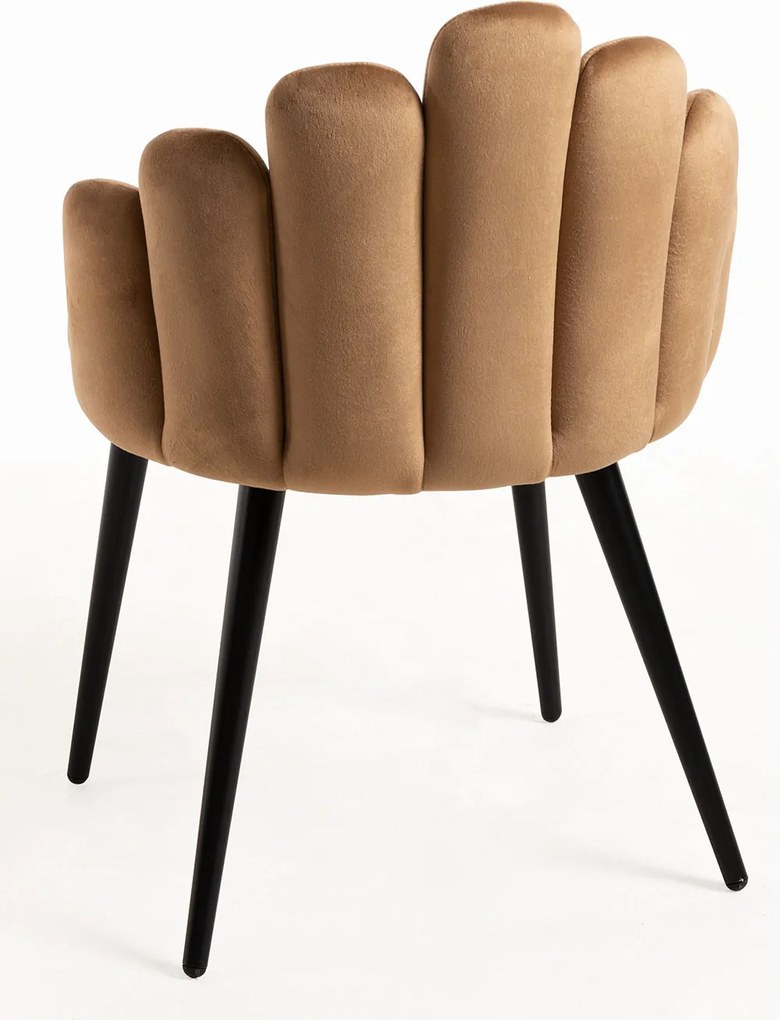 Zestaw 4 Krzese Hand Aksamitne Czarne Nogi