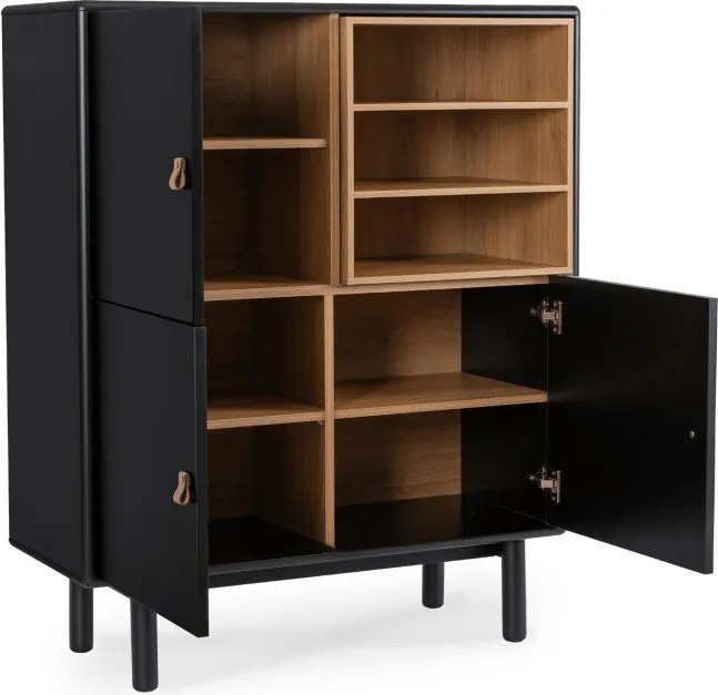 Komoda Trzydrzwiowa VEDDE 100 cm Czarna Loftowa