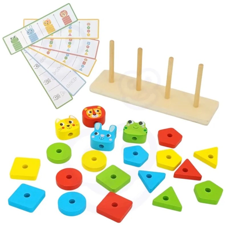 Woopie green układanka montessori piramidka zwierzątka 27 el. fsc